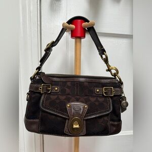 Coach Dark Brown Monogram Satchel